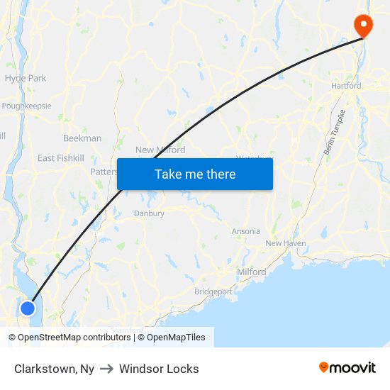 Clarkstown, Ny to Windsor Locks map