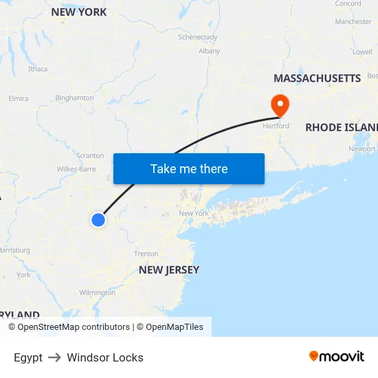Egypt to Windsor Locks map