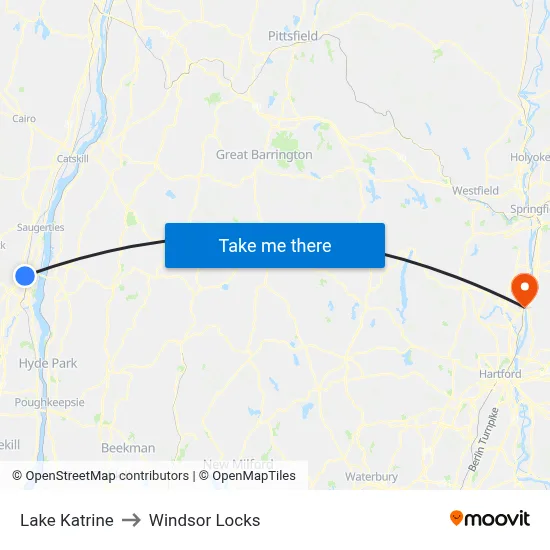 Lake Katrine to Windsor Locks map