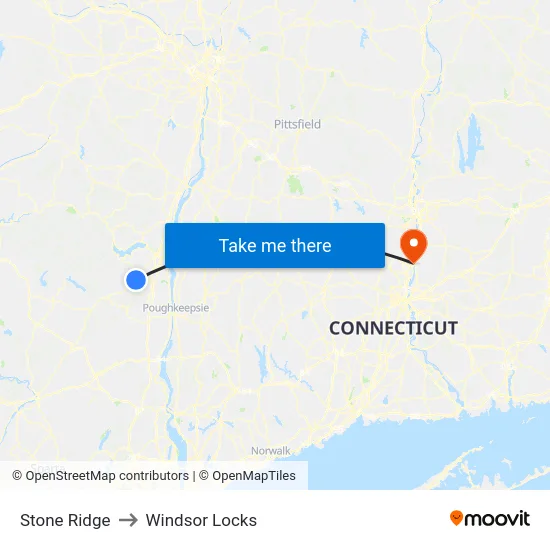 Stone Ridge to Windsor Locks map