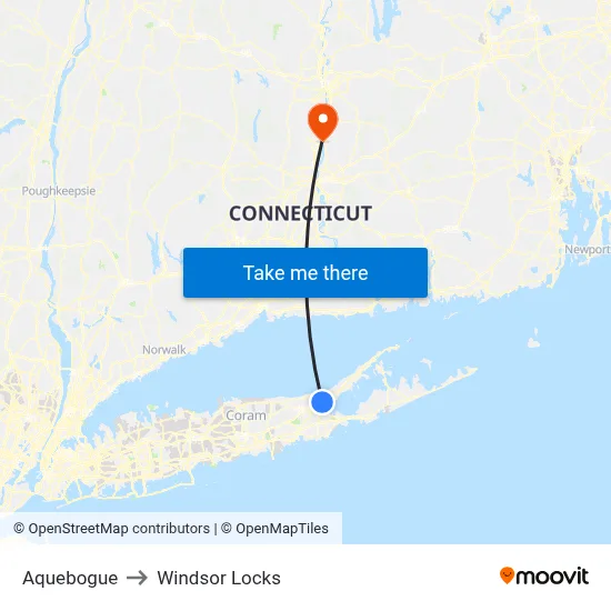 Aquebogue to Windsor Locks map
