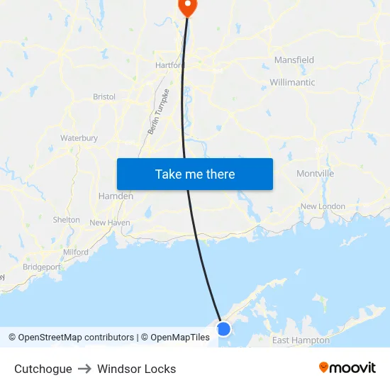Cutchogue to Windsor Locks map