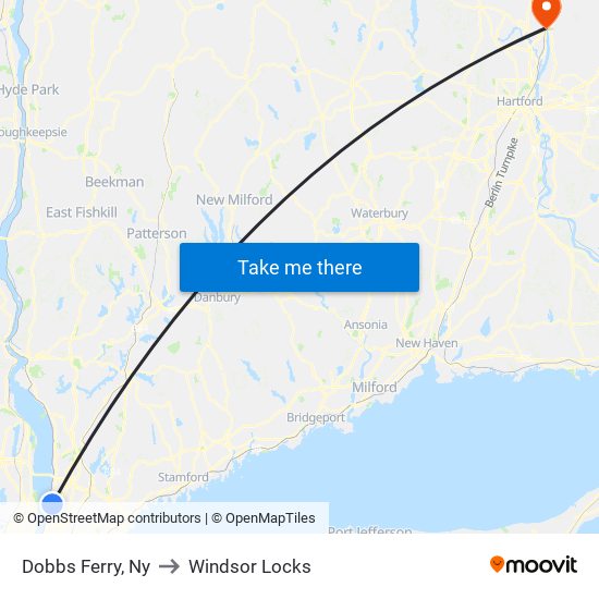 Dobbs Ferry, Ny to Windsor Locks map