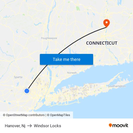 Hanover, Nj to Windsor Locks map