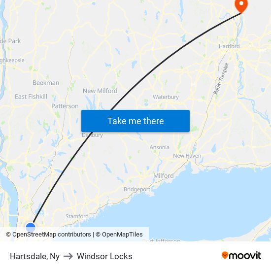 Hartsdale, Ny to Windsor Locks map