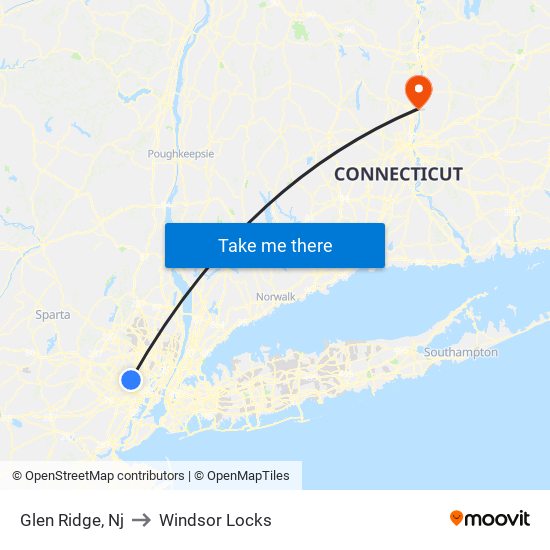 Glen Ridge, Nj to Windsor Locks map