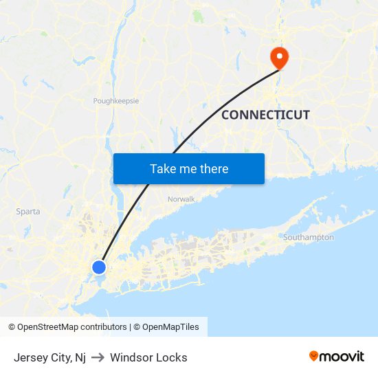 Jersey City, Nj to Windsor Locks map