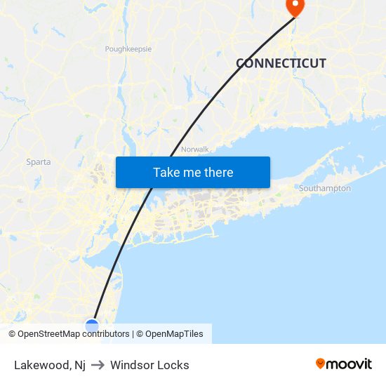 Lakewood, Nj to Windsor Locks map