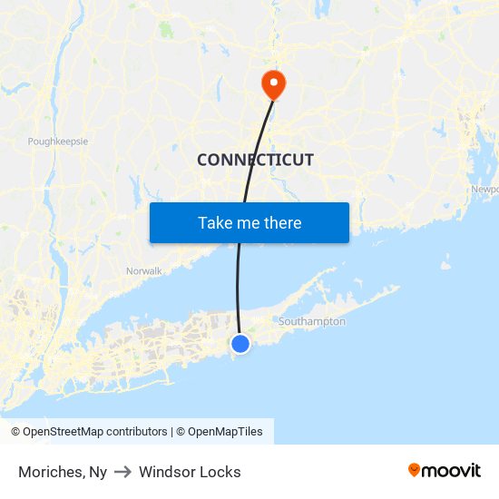 Moriches, Ny to Windsor Locks map