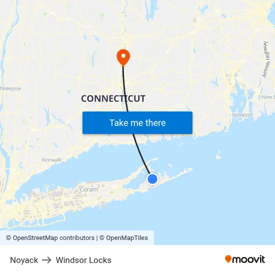 Noyack to Windsor Locks map