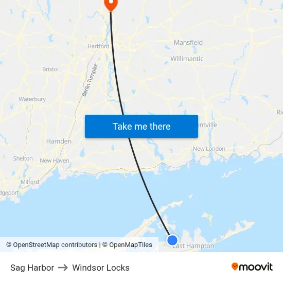 Sag Harbor to Windsor Locks map