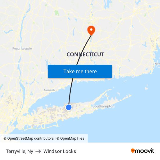 Terryville, Ny to Windsor Locks map