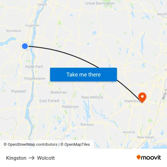 Kingston to Wolcott map