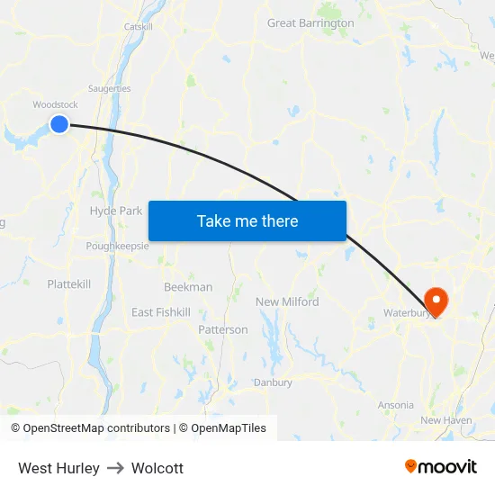 West Hurley to Wolcott map