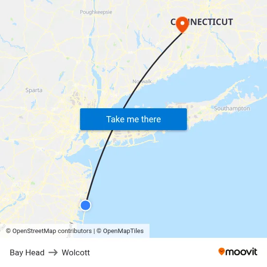 Bay Head to Wolcott map