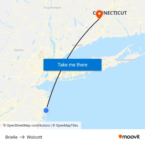 Brielle to Wolcott map