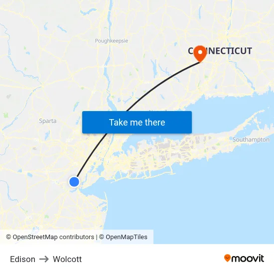 Edison to Wolcott map
