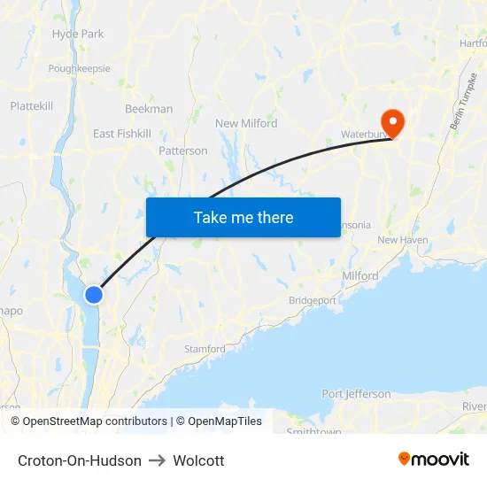 Croton-On-Hudson to Wolcott map