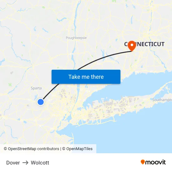 Dover to Wolcott map