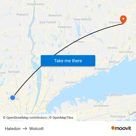 Haledon to Wolcott map