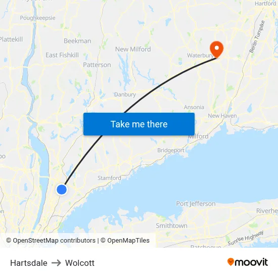 Hartsdale to Wolcott map