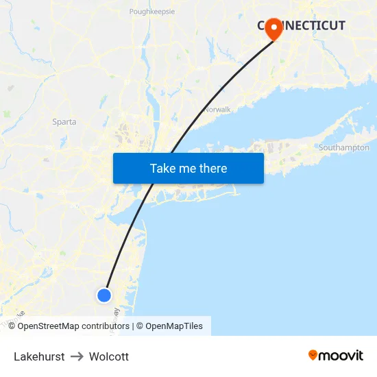 Lakehurst to Wolcott map