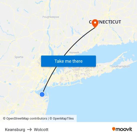 Keansburg to Wolcott map