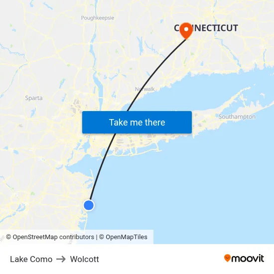 Lake Como to Wolcott map