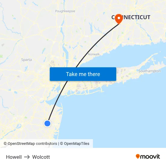 Howell to Wolcott map