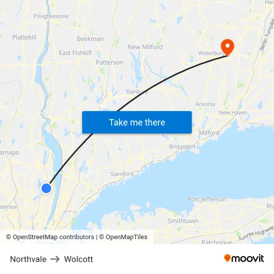 Northvale to Wolcott map