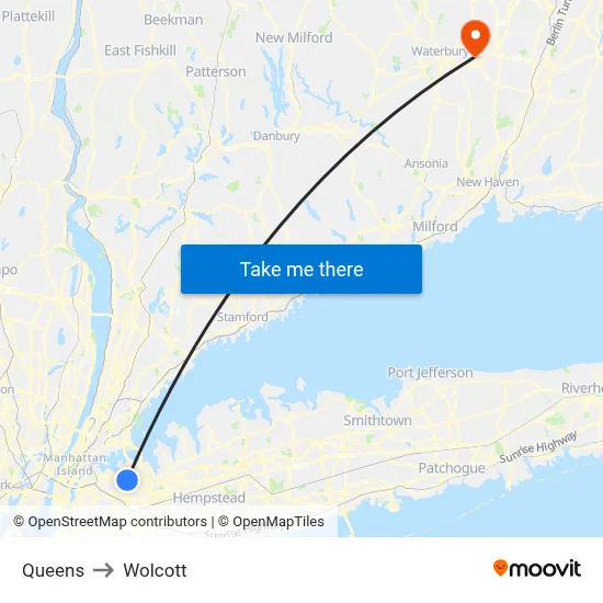 Queens to Wolcott map