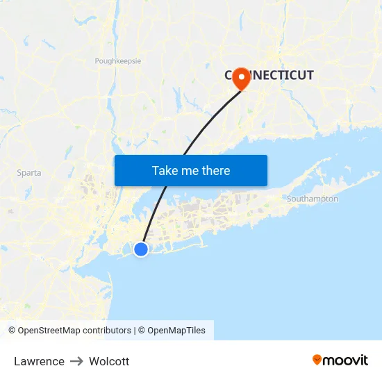 Lawrence to Wolcott map