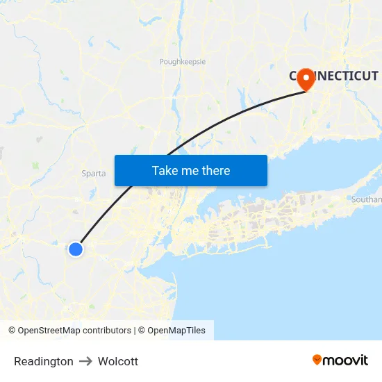 Readington to Wolcott map