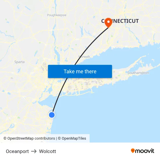 Oceanport to Wolcott map