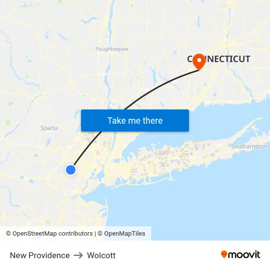 New Providence to Wolcott map