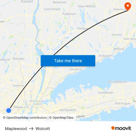 Maplewood to Wolcott map