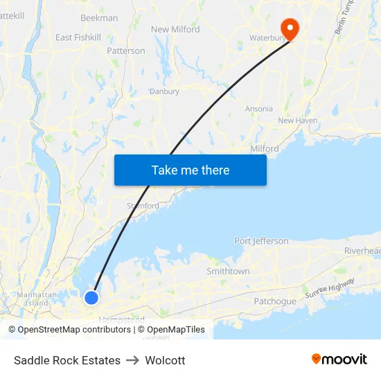 Saddle Rock Estates to Wolcott map