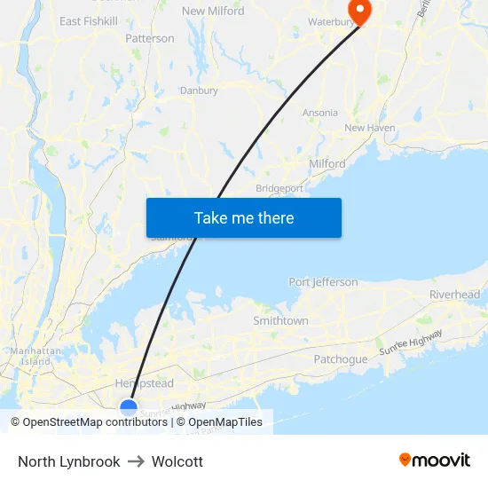 North Lynbrook to Wolcott map