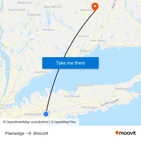 Plainedge to Wolcott map