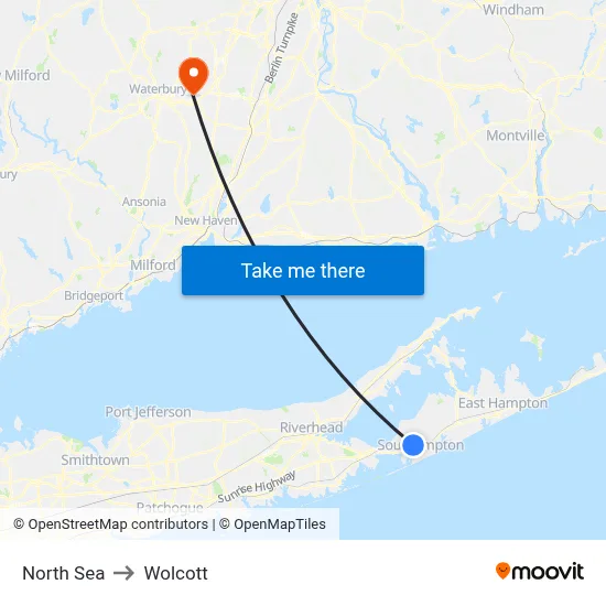 North Sea to Wolcott map
