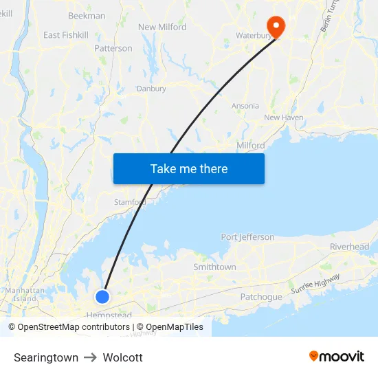 Searingtown to Wolcott map