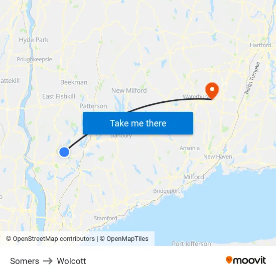Somers to Wolcott map