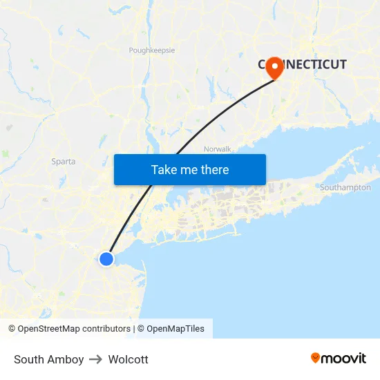 South Amboy to Wolcott map