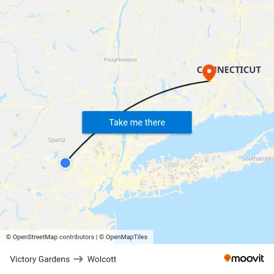 Victory Gardens to Wolcott map