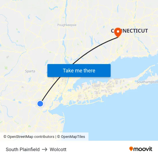 South Plainfield to Wolcott map
