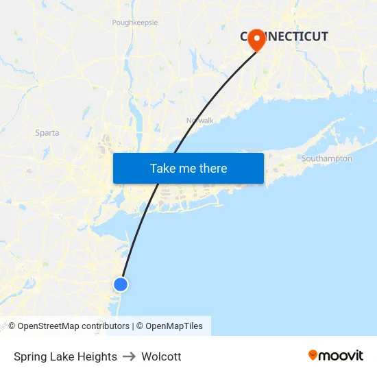 Spring Lake Heights to Wolcott map