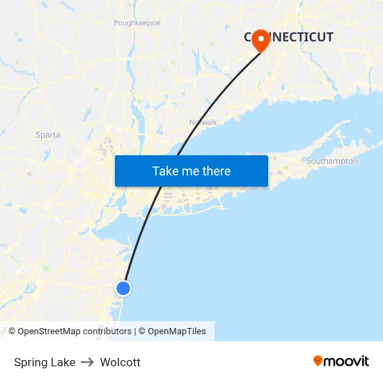Spring Lake to Wolcott map