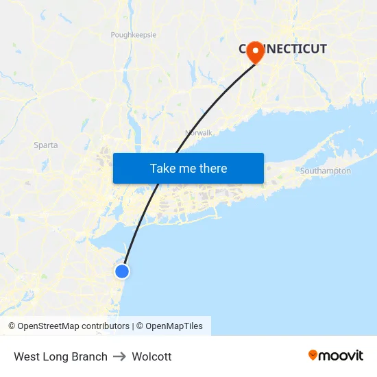 West Long Branch to Wolcott map