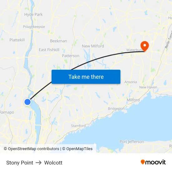 Stony Point to Wolcott map