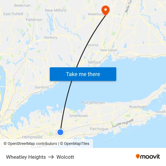 Wheatley Heights to Wolcott map